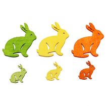 položky Dřevěný králík 2cm - 4cm barevný 96 kusů