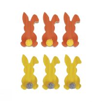 položky Dřevění zajíčci dekorativní zajíčci Velikonoční dekorace žlutá oranžová 4×8cm 6ks