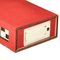položky Dřevěná dekorace do domu, světelný dům ze dřeva, červená a bílá, na baterie, výška 19,5 cm