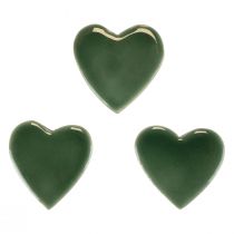 položky Dřevěná srdíčka dekorativní srdíčka zelené lesklé dřevo 4,5cm 8ks