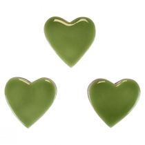 položky Dřevěná srdíčka dekorativní srdíčka dřevo světle zelená lesklý efekt 4,5cm 8ks