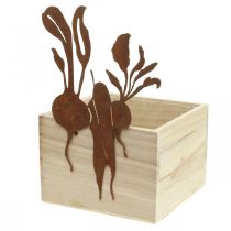 položky Dřevěný truhlík na rostliny s dekorem rzi, květináč na zeleninu 17×17×12cm