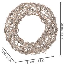 položky Dřevěný věnec, dekorativní věnec, přírodní bílá, Ø30cm, V9,5cm