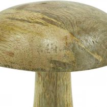 Dřevěná houba přírodní, žlutá dřevěná dekorace podzimní deko houby 15×13cm