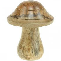 Dřevěná houba s drážkami Podzimní deko houba přírodní mangové dřevo 10×Ø8cm