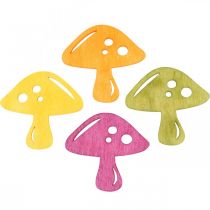 Sypané houby, podzimní dekorace, houby štěstí na zdobení oranžová, žlutá, zelená, růžová V3,5 / 4cm Š4 / 3cm 72ks