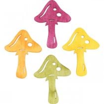 Sypané houby, podzimní dekorace, houby štěstí na zdobení oranžová, žlutá, zelená, růžová V3,5 / 4cm Š4 / 3cm 72ks