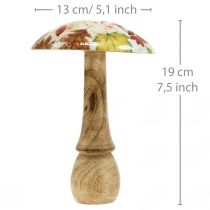 položky Dřevěná houbová deko podzimní listí bílá, barevná podzimní dekorace Ø13cm V19cm
