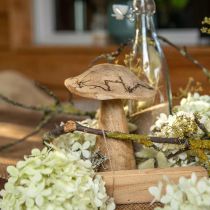 Dřevěná houba se vzorem dřevěná dekorace houba přírodní, zlatá Ø12,5cm V15cm