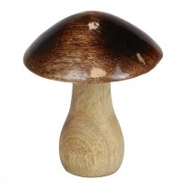 Dřevěná houbová dekorace přírodní hnědý lesk efekt Ø10cm H12cm