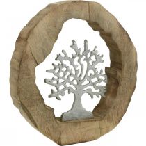 položky Deco sochařský strom v dřevěné kruhové dekoraci na stůl k umístění 22×21×4cm