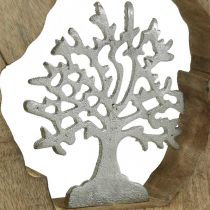 položky Deco sochařský strom v dřevěné kruhové dekoraci na stůl k umístění 22×21×4cm