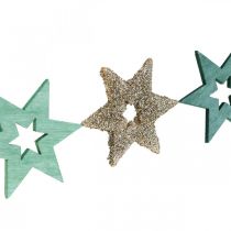 položky Dřevo sypané hvězdicově zelené, třpytivá vánoční hvězda mix 4cm 72ks