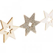 položky Dřevo sypané hvězda přírodní, třpytivé, bílé 4cm sortiment 72ks