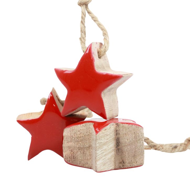 položky Dřevěné hvězdy Vánoční ozdoby na stromeček červené, přírodní ozdobné hvězdičky 5cm 24ks