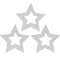 položky Dřevěné hvězdičky sypané dekorace Vánoční hvězdy bílé 3cm 72ks