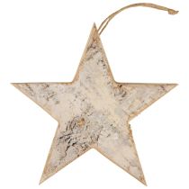 Dřevěná dekorace hvězdičky dekorační věšák rustikální dekorace bílé dřevo Ø20cm