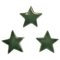 položky Dřevěné hvězdičky Vánoční dekorace rozptylová dekorace zelený lesk Ø5cm 8ks