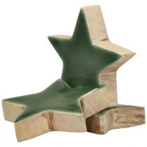 položky Dřevěné hvězdičky Vánoční dekorace rozptylová dekorace zelený lesk Ø5cm 8ks