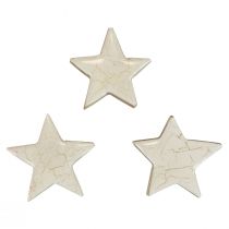 položky Dřevěné hvězdičky ozdobné hvězdičky bílé zlato praskající dřevo Ø5cm 8ks