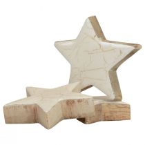 položky Dřevěné hvězdičky ozdobné hvězdičky bílé zlato praskající dřevo Ø5cm 8ks