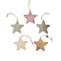 Dřevěné hvězdičky dekorační hvězdičky na zavěšení vintage dekorace Ø6,5cm 10ks