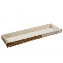 položky Dřevěný podnos s kůrou přírodní nabílený 59×20cm 2ks
