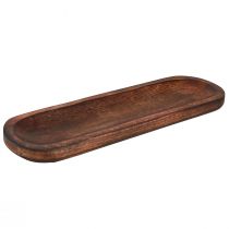 položky Dřevěný oválný podnos tmavě hnědý glazovaný dekorační podnos 40×12cm