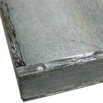 položky Dřevěný tác čtvercový šedý, bílá stolní dekorace shabby chic 24,5×24,5 cm 2 ks