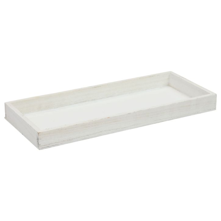 Dřevěný tác bílý dekorační tác shabby chic dřevo 35×15×3cm