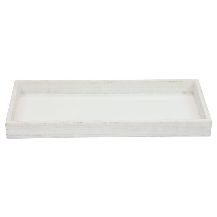 Dřevěný tác bílý dekorační tác shabby chic dřevo 35×15×3cm