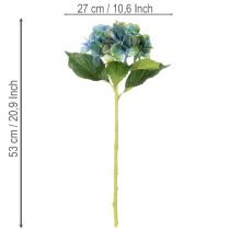 položky Umělý květ hortenzie, modrozelený, dekorativní jeden stonek, 53 cm