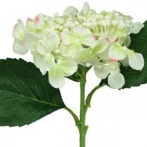 Hortenzie, hedvábná květina, umělá květina na stolní dekorace bílá, zelená L44cm