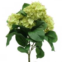 Hydrangea umělá zelená umělá květina kytice 5 květů 42cm