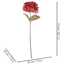 položky Umělá kvetoucí větvička hortenzie, velký květ, 74 cm