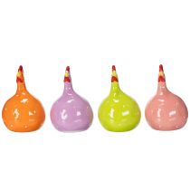 položky Keramická figurka kuřete pro barevné velikonoční dekorace do obývacího pokoje a na stoly, 10,5 cm, 4 kusy