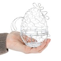 položky Drátěný košík ve tvaru kuřete na velikonoční vajíčka. Okouzlující doplněk velikonočních dekorací. 14 cm
