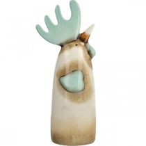 položky Keramická kuchyňská dekorace Kohout Kuře Světle Modrá Hnědá V23cm 2 ks