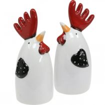 položky Keramické kuře Red White Kohout Stolní dekorace 7×6×15cm 2 ks