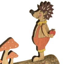 položky Ježek s houbami, podzimní figurka dřevěný ježek žlutooranžový, výška 11 cm, sada 6 kusů