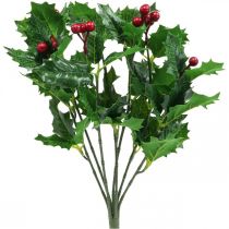 Vánoční větev cesmína Ilex umělé bobule 37cm