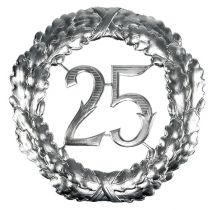 Výročí číslo 25 ve stříbrné barvě Ø40cm