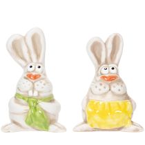 položky Figurky velikonočních zajíčků, ručně malované keramické dekorace, zábavný design pro velikonoční zdobení, 11 cm, 4 kusy