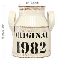položky Kovový dekorativní džbán „Original 1982“ krémově rezavý, výška 13 cm, 2 ks