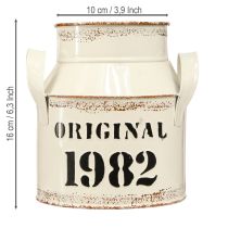 položky Kovový dekorativní džbán „Original 1982“ krémově rezavý, V16cm, 2 ks