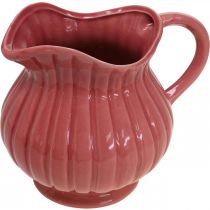 položky Dekorativní váza, džbán s uchem keramická bílá, růžová, červená H14,5cm 3ks