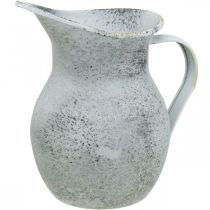 Dekorativní džbán kovový praný bílý shabby chic V18,5cm