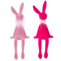 položky Figurka velikonočního zajíčka s péřovým boa, na poličku, dekorativní velikonoční figurka, 27 cm, 2 kusy