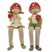 Policový taburet dekorativní figurky chlapec a dívka houba děti 2ks