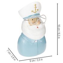 položky Figurka kapitána, námořní dekorace s brýlemi a kloboukem, 16 cm